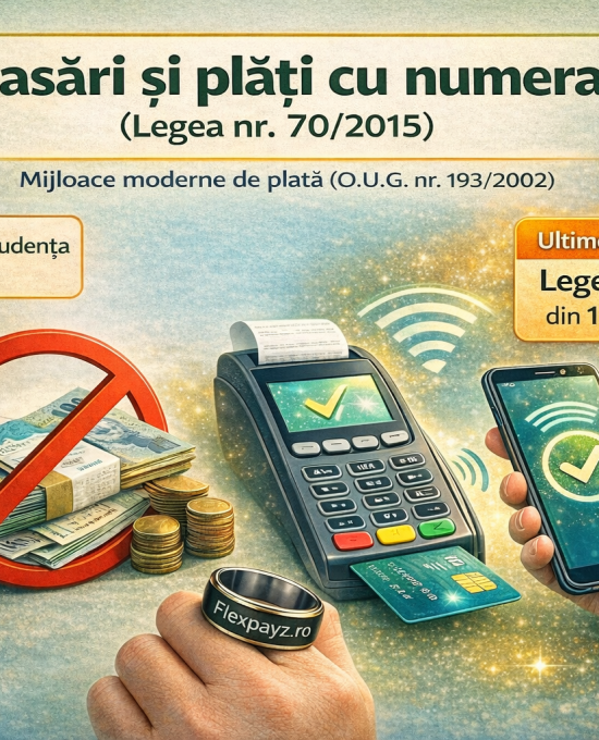 Legea nr. 70/2015 – Încasări şi plăţi în numerar  (+ sisteme moderne de plata) / (15 dec. 2025)